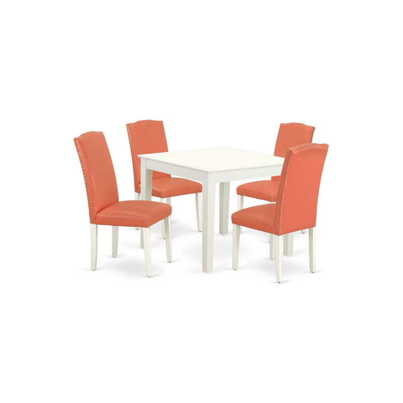 3Pc Square 36″ Table, Pair Of Parson Chair, Pu Leather Color Pink Flamingo – Contemporary – Dining Sets – by Kolibri Decor