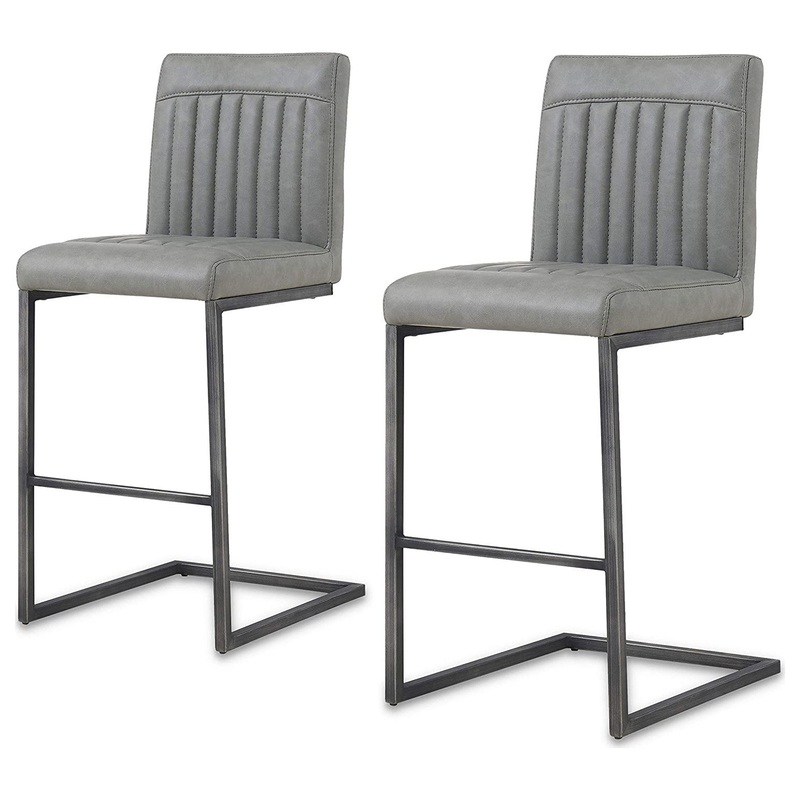 2 Pack Vintage Bar Stool, Cantilever Legs & Grey PU Leather Seat – Contemporary – Bar Stools And Counter Stools – by Decorn