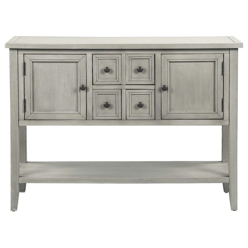 Vintage Console Table with Storage Drawers, Side Doors, and Bottom Shelf – Contemporary – Bar Stools And Counter Stools – by Declusia