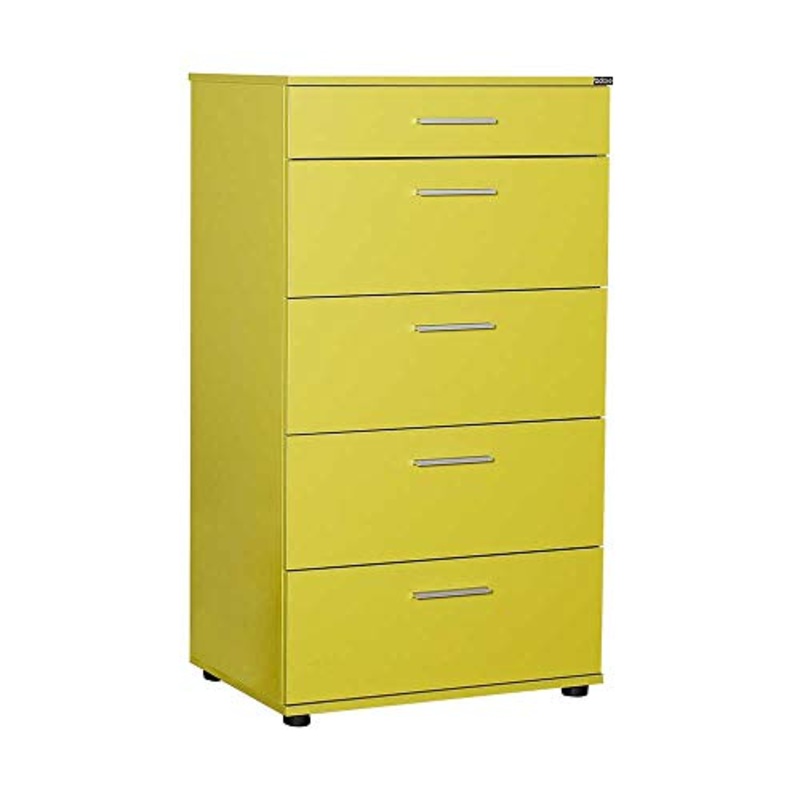 WEBMARKETPOINT Cassettiera 5 Cassetti Colore Verde Maniglie Cromate 60x44xh.108 Cm